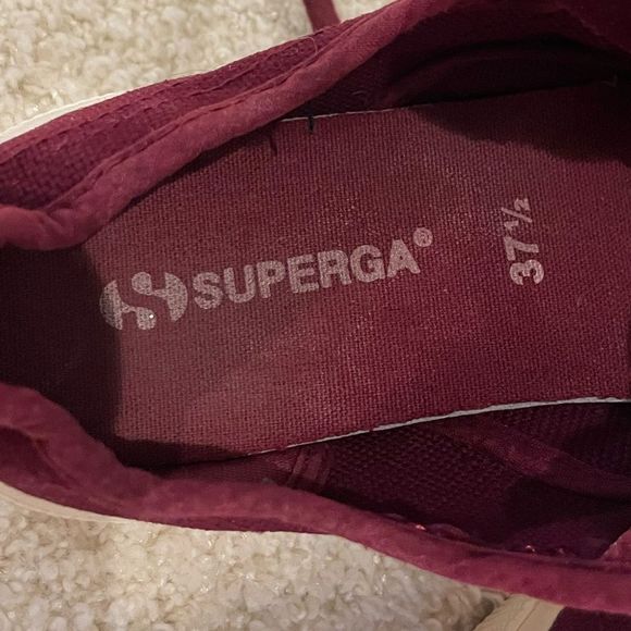 EUC SUPERGA burgundy platform sneakers Sz. 37.5 - Picture 4 of 6